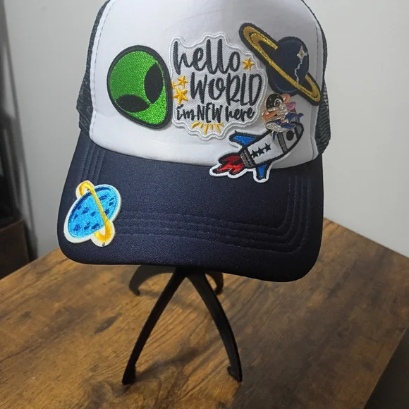 Space-Themed Trucker Hat with Patches - Picture 4 of 4